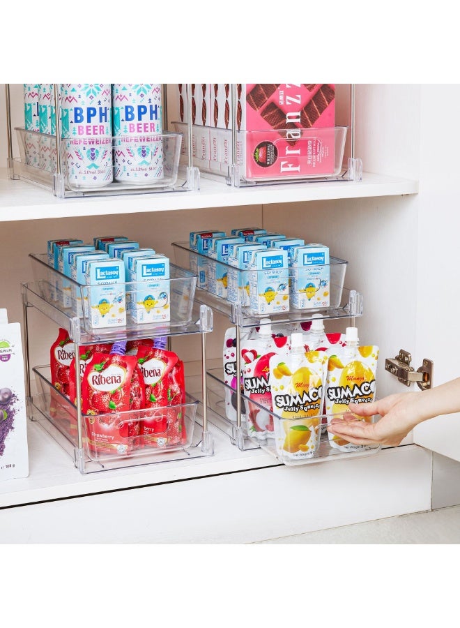 2 Tier Bathroom Storage Organizer, 2 Pack Clear Under Sink Organizers Vanity Counter Container, Cabinet Drawers Bins, Pull-Out Organization with Track for Pantry, Kitchen - Image 3