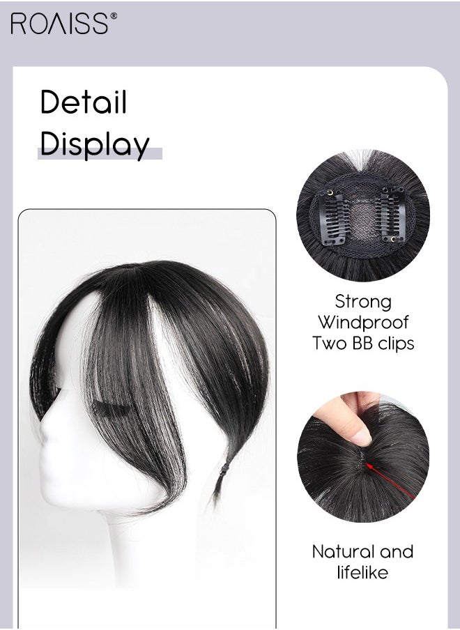 roaiss 3D Hair Toppers for Women, Air Bangs with Clips on in French Style, Hair Pieces for Women with Thinning Hair Hair Loss Cover Gray Hair, Natural Black  - Image 5