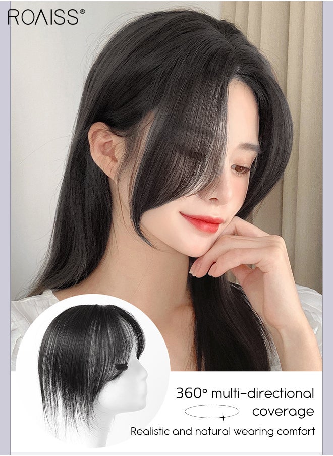 roaiss 3D Hair Toppers for Women, Air Bangs with Clips on in French Style, Hair Pieces for Women with Thinning Hair Hair Loss Cover Gray Hair, Natural Black  - Image 4