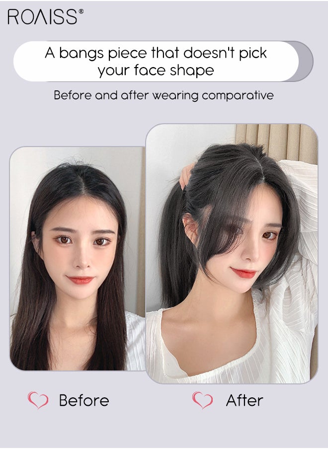 roaiss 3D Hair Toppers for Women, Air Bangs with Clips on in French Style, Hair Pieces for Women with Thinning Hair Hair Loss Cover Gray Hair, Natural Black  - Image 2