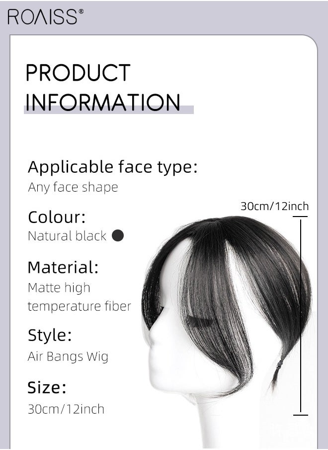 roaiss 3D Hair Toppers for Women, Air Bangs with Clips on in French Style, Hair Pieces for Women with Thinning Hair Hair Loss Cover Gray Hair, Natural Black  - Image 3