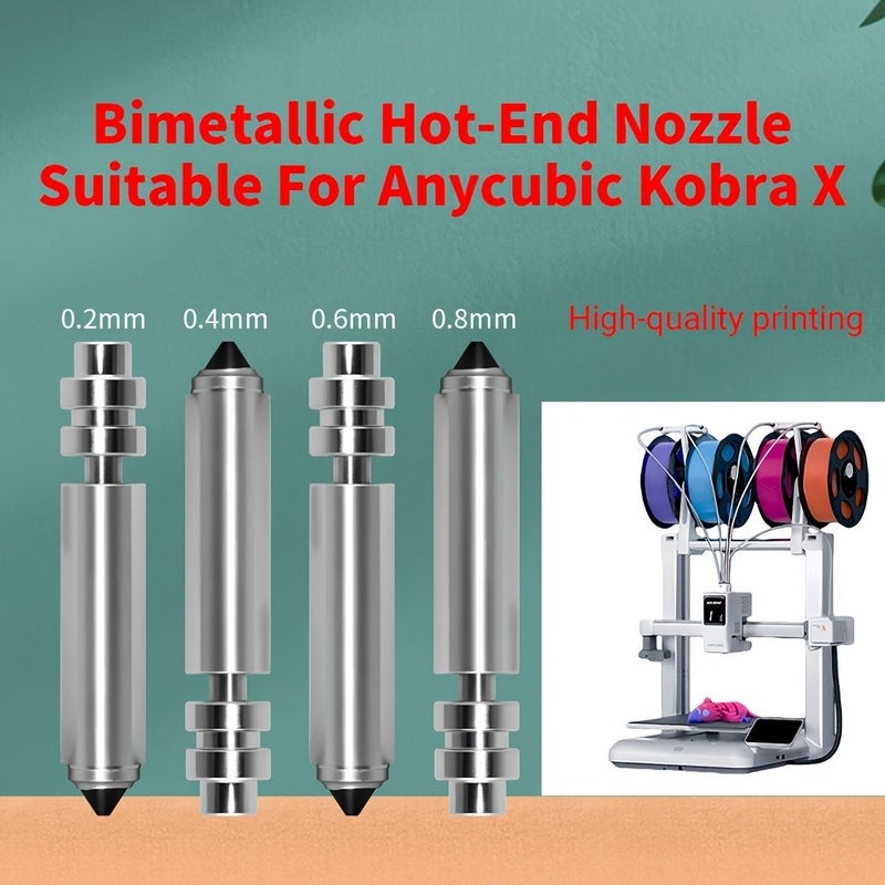 طابعة ثلاثية الأبعاد فوهة نهاية ساخنة مطلية بمعدنين 0.4 مم متوافقة مع Anycubic Kobra X فوهة صلبة معدنية بالكامل - إضافات - Image 4