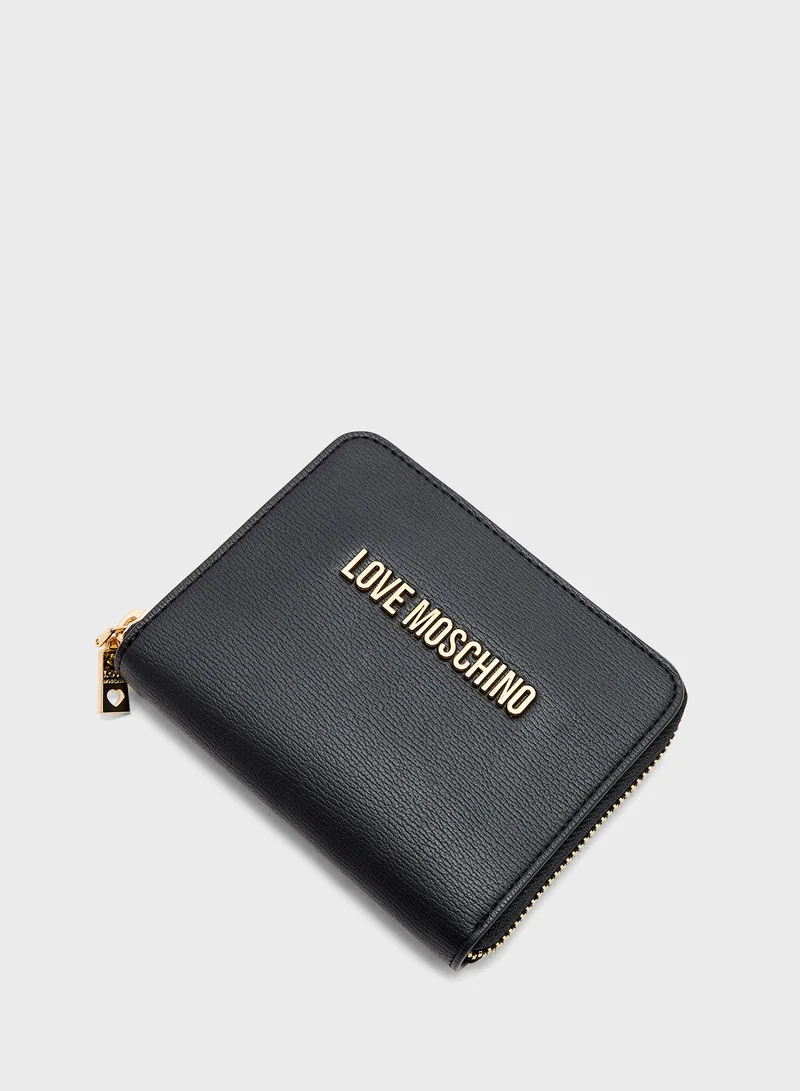 لوف موسكينو Logo Detailed Zip Over Wallet