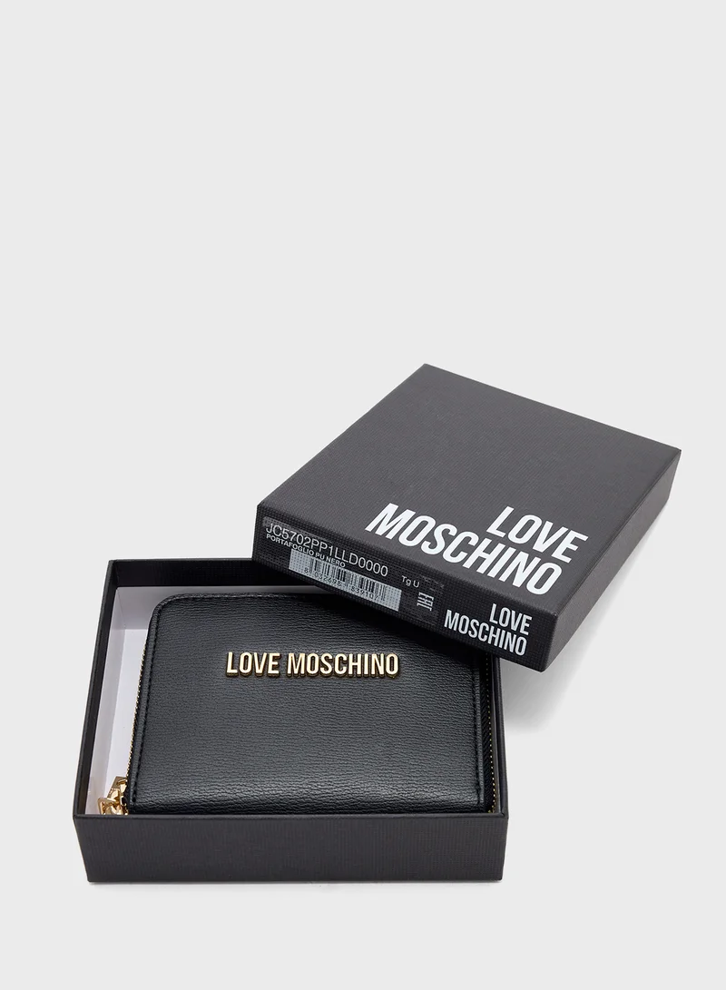 لوف موسكينو Logo Detailed Zip Over Wallet