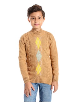 Wool Boys Pullover With Multi Design