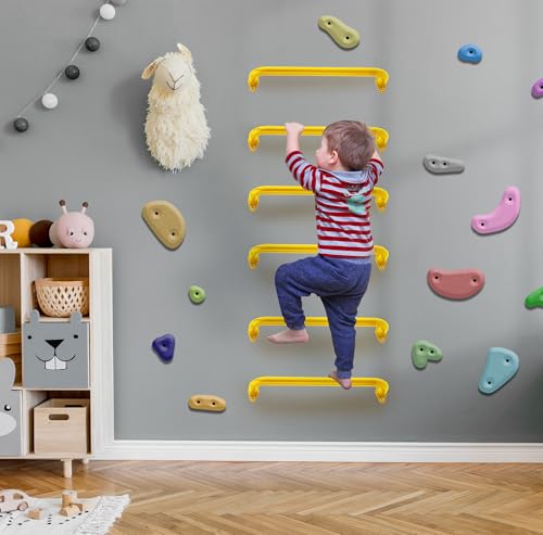 BiJun17 inch Metal Playground HandlesMonkey Bars Indoor Heavy Duty Ceiling Grab Bars for Indoor Outdoor Playgrounds Climbing FramesTreehousesand Wall ladders Yellow Set of 6 - Image 3