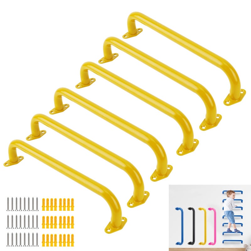 BiJun17 inch Metal Playground HandlesMonkey Bars Indoor Heavy Duty Ceiling Grab Bars for Indoor Outdoor Playgrounds Climbing FramesTreehousesand Wall ladders Yellow Set of 6 - Image 2