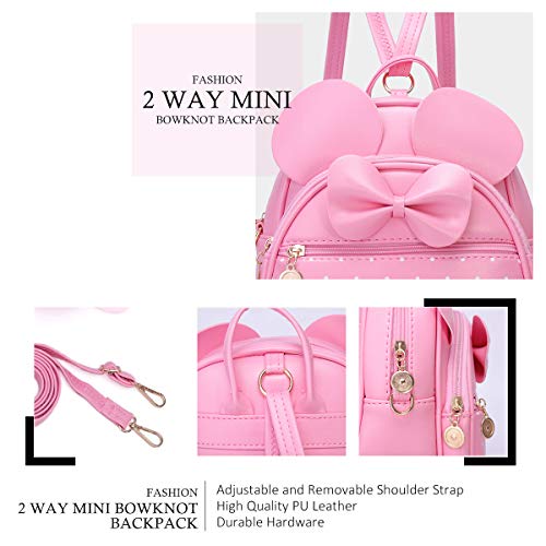 KL928 Girls Bowknot Polka Dot Cute Mini Backpack Small Daypacks Convertible Shoulder Bag Purse for Women - Image 4