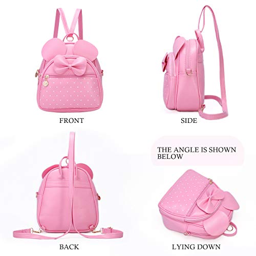 KL928 Girls Bowknot Polka Dot Cute Mini Backpack Small Daypacks Convertible Shoulder Bag Purse for Women - Image 5