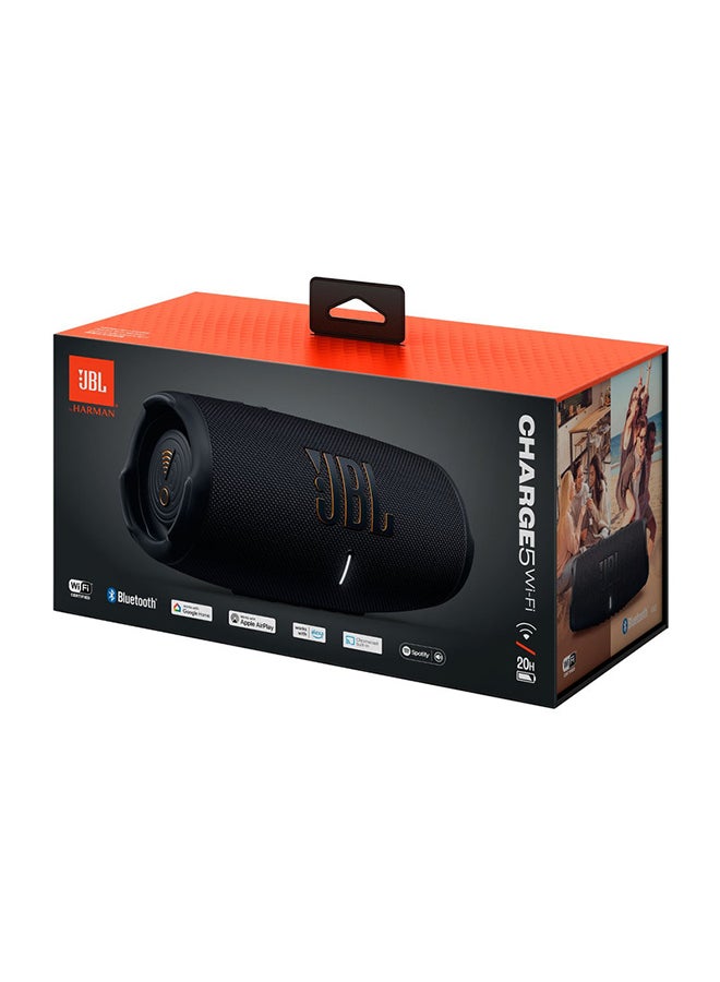 JBL Charge 5 Portable Wi-Fi and Bluetooth Speaker, Deep Powerful Bass, 20H Battery, Waterproof & Dustproof, Built-In Charger, Self-Tuning Feature, Open Streaming Ecosystem Black - Image 4