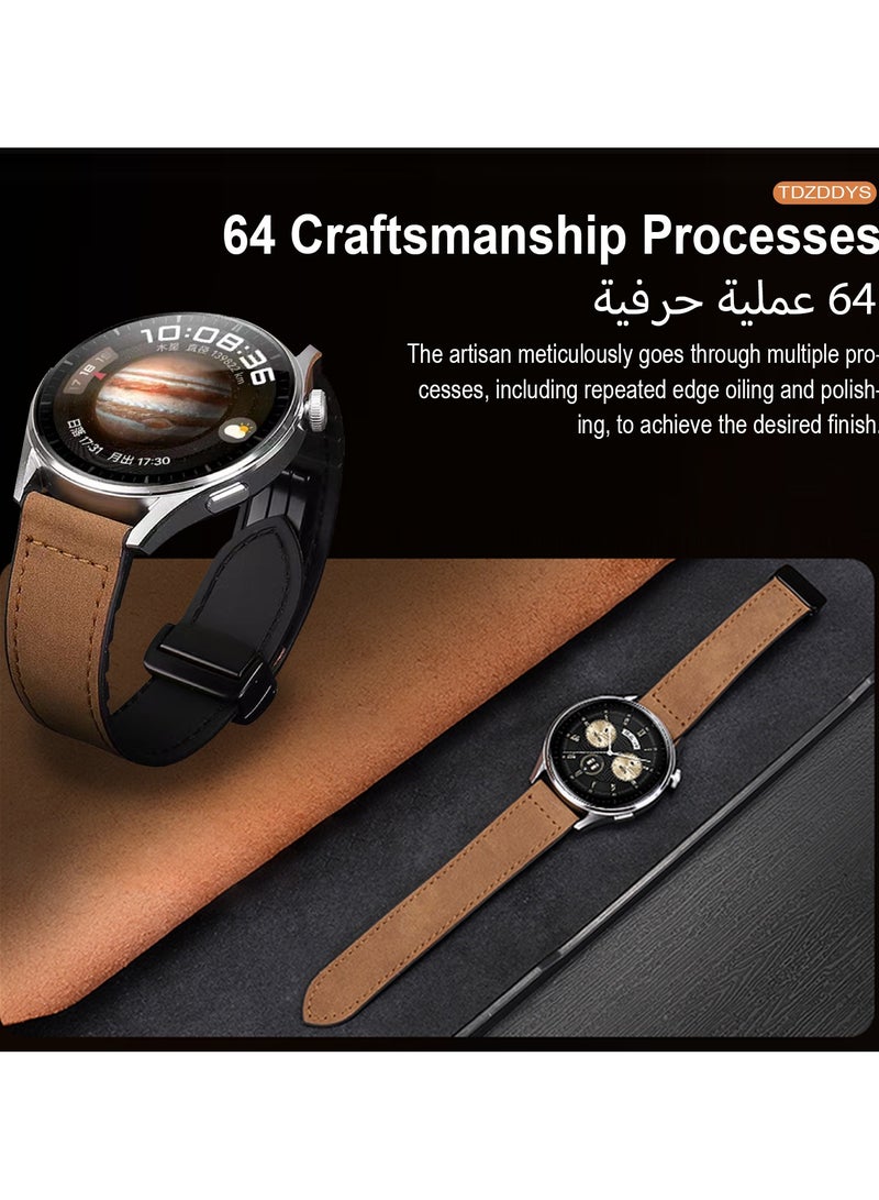 TDZDDYS 22mm Leather Watch Strap with Magnetic Buckle Design, Compatible with Huawei GT3/4 46mm, GT3 Pro, Huawei Watch 3, GT2e, GT2 Pro, GT2 42/46mm, Samsung Galaxy Watch 3 45mm/Gear S3 - Image 3