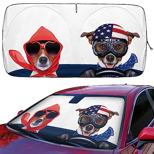 2win2buy Car Sun Shade for Windshield Cute Car Front Window Shades Funny Windshield Sun Shade Cover Foldable Cartoon Cool Sun Visor Shield for Most Sedans Protect Your Vehicle from UV Heat - Image 1