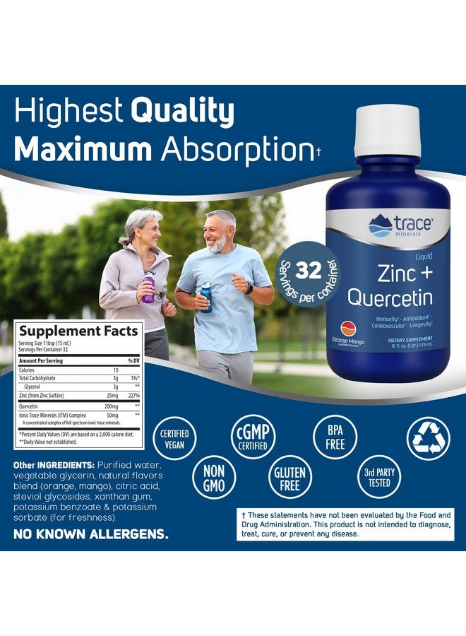 Trace Minerals ; Liquid Zinc + Quercetin ; 25 Mg Zinc 200 Mg Quercetin ; Supports Normal Immune And Cardiovascular Function ; Natural Orange Mango Flavor ; 32 Servings 16 Fl Oz - Image 4