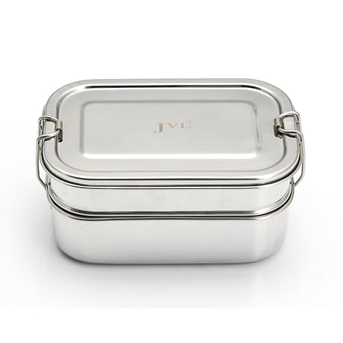 JVL Stainless Steel 2 Tier Lunch Box (Rectangle, Small) - Image 1