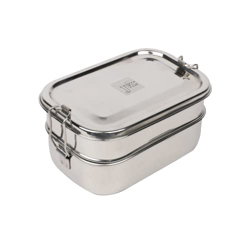 JVL Stainless Steel 2 Tier Lunch Box (Rectangle, Small) - Image 4