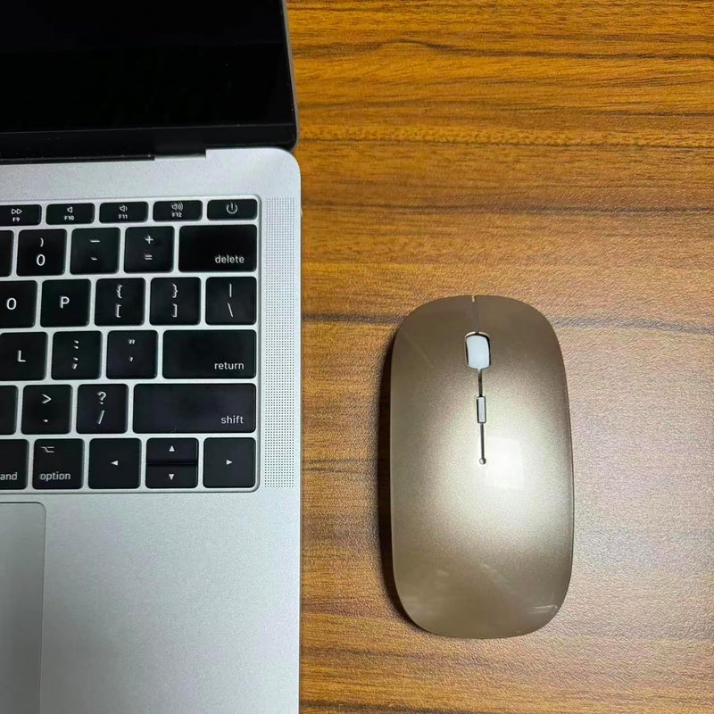 PEIBO Bluetooth 5.2 Wireless Mouse, Gold, Rechargeable, Ergonomic Design, Compatible with Laptops and Tablets - Image 2
