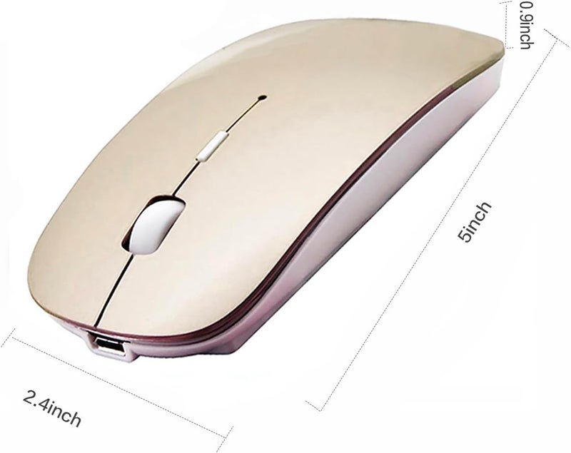 PEIBO Bluetooth 5.2 Wireless Mouse, Gold, Rechargeable, Ergonomic Design, Compatible with Laptops and Tablets - Image 3