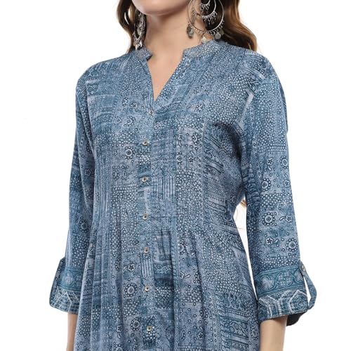 Biba Blue Rayon Straight Kurta - Image 2