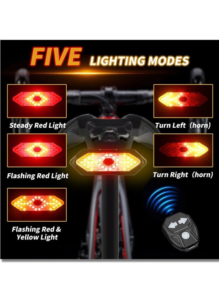 fdsport Bike Tail Light, USB Rechargeable Bike Light, Remote Control Turn Signal LED Light, Bike Headlight and Taillight Remote Control Bicycle with Horn Rechargeable Safety Reflectors for Night Riding - Image 5