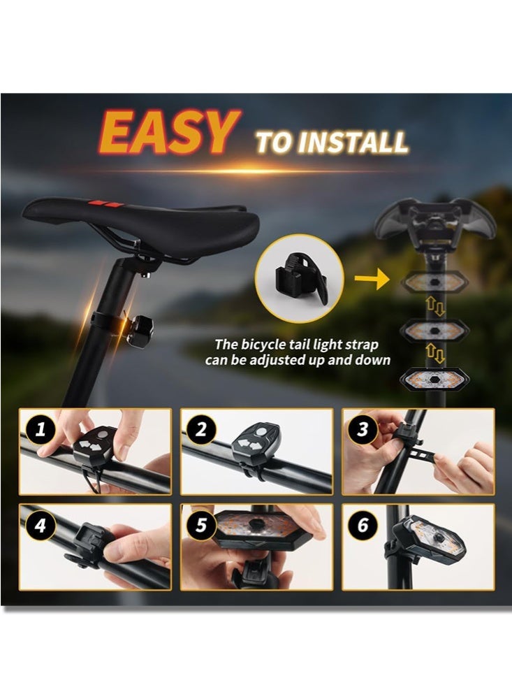 fdsport Bike Tail Light, USB Rechargeable Bike Light, Remote Control Turn Signal LED Light, Bike Headlight and Taillight Remote Control Bicycle with Horn Rechargeable Safety Reflectors for Night Riding - Image 4