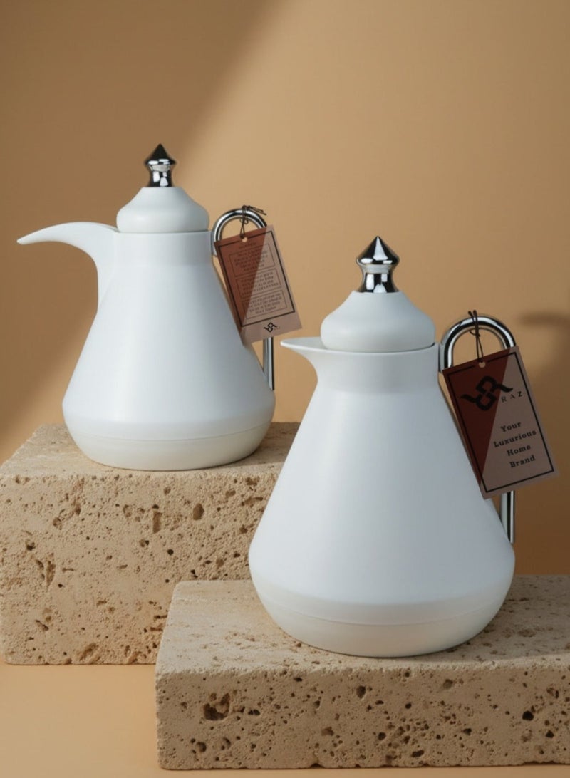 Raz Premium Vacuum Flask Set for Arabic Kahwa & Tea | Double Wall Thermal Insulated Serving Flask | Luxury 2-Piece Set - Image 1