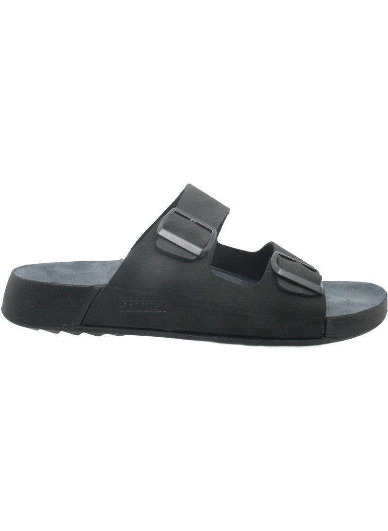 Scooter  Black Leather Men's Daily Anatomical Slippers M7013NS  - Image 1