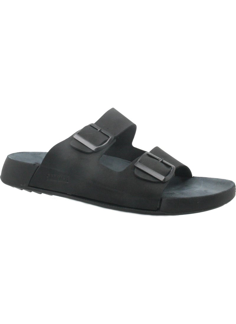 Scooter  Black Leather Men's Daily Anatomical Slippers M7013NS  - Image 2