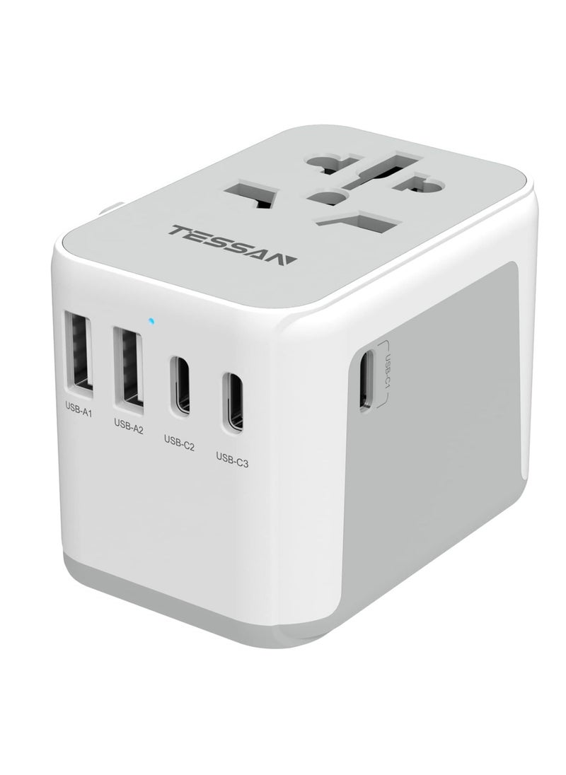 TESSAN - Universal Adapter, TESSAN Worldwide Travel Plug Adaptor with 2 USB A and 3 USB C Ports, International Travel Adapter for EU, UK, USA, AU, Power Socket Charger for Multi Countries - Image 1