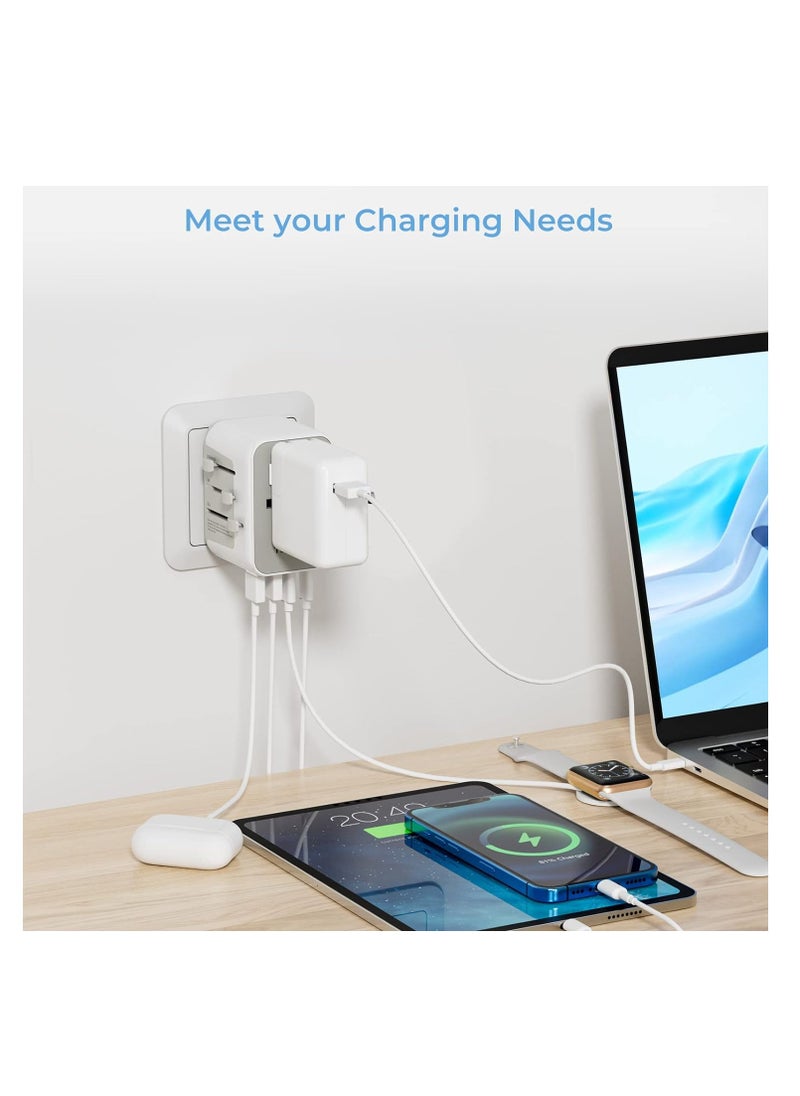 TESSAN - Universal Adapter, TESSAN Worldwide Travel Plug Adaptor with 2 USB A and 3 USB C Ports, International Travel Adapter for EU, UK, USA, AU, Power Socket Charger for Multi Countries - Image 1