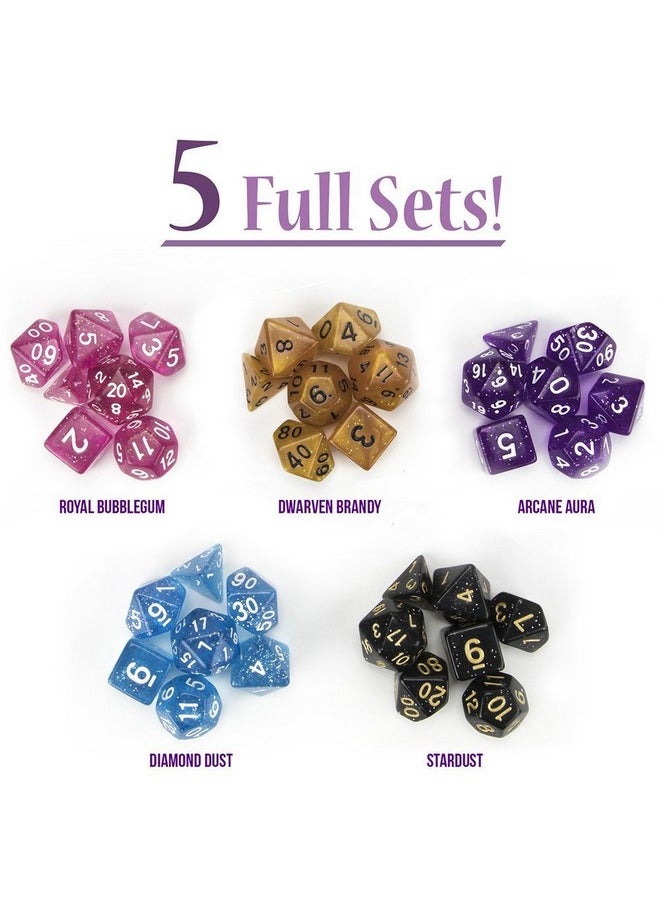 Wiz Dice Wiz Dice Cup of Wonder - 35 Polyhedral DND Dice & Dice Shaker Cup & Box for Storage (5 Set of 7 Unique Colors) -Polyhedral Role Playing Dice in Unique Colors - DND Accessories for TTRPG Dice Games  - Image 4