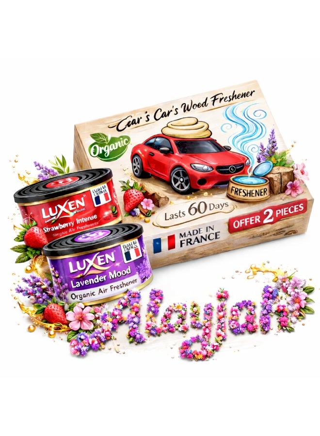 LUXENNO Car Perfume Wood, 2 Piece Set, Assorted Fragrance, Long Lasting Up to 60 Days, Round Metal Bottle Freshnes - Image 1