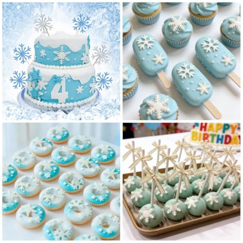 RHLOVY Flower Cookie Cutters,Cake Tools 44 Pcs Snowflake Cookie Cutter Cloud Fondant Cake Plunger Sugarcraft Flowers Leaf Butterfly Heart Shape Decorating Mold DIY Icing Plunger Cutters - Image 4