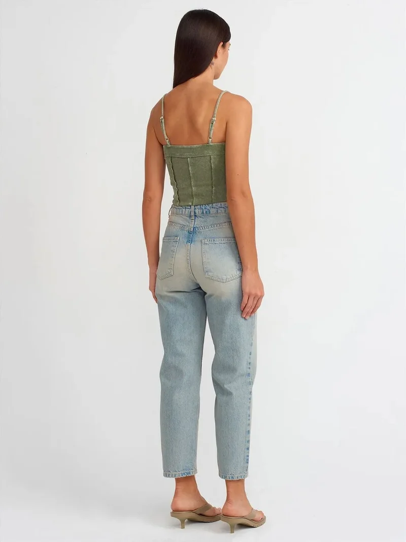 ديلفين Dilvin High-Waist Straight-Leg Mom Jeans