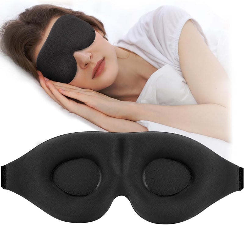 ZGGCD 3D Sleep Mask - Contoured Eye Mask for Men and Women, Adjustable Light Blocking Eye Cover, Black - Image 1