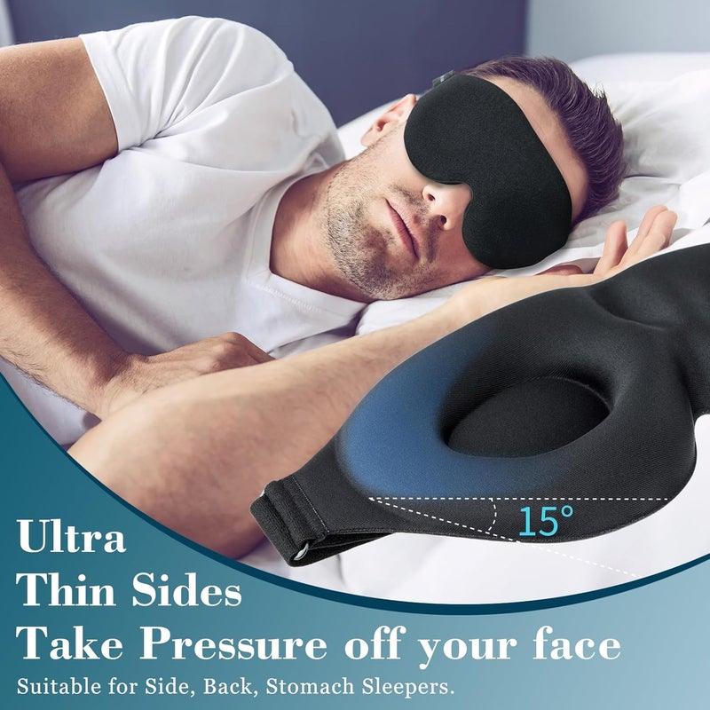 ZGGCD 3D Sleep Mask - Contoured Eye Mask for Men and Women, Adjustable Light Blocking Eye Cover, Black - Image 3