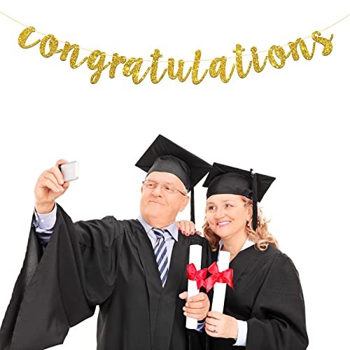Festiko®Gold Glitter Congratulations Banner for Wedding, Anniversary, Graduation, Congrats Master Bunting, Retirement Party Decorations Supplies - Image 3