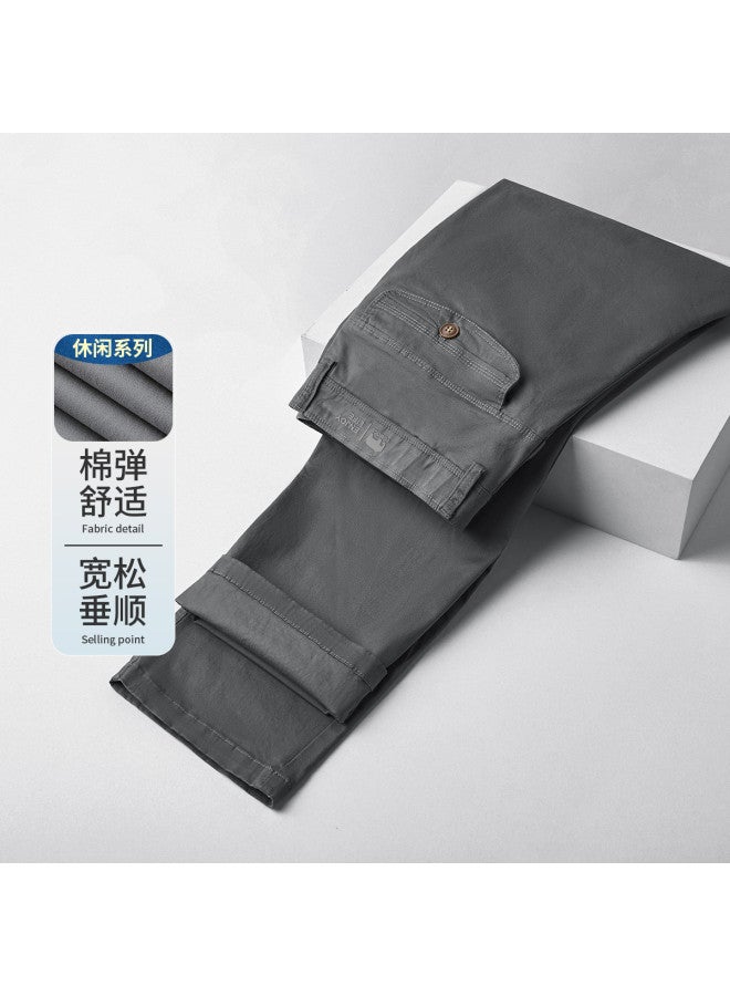 Fomoce Summer Casual Fashion Versatile Solid Color Thin Breathable Business Casual Pants Trousers - Image 2