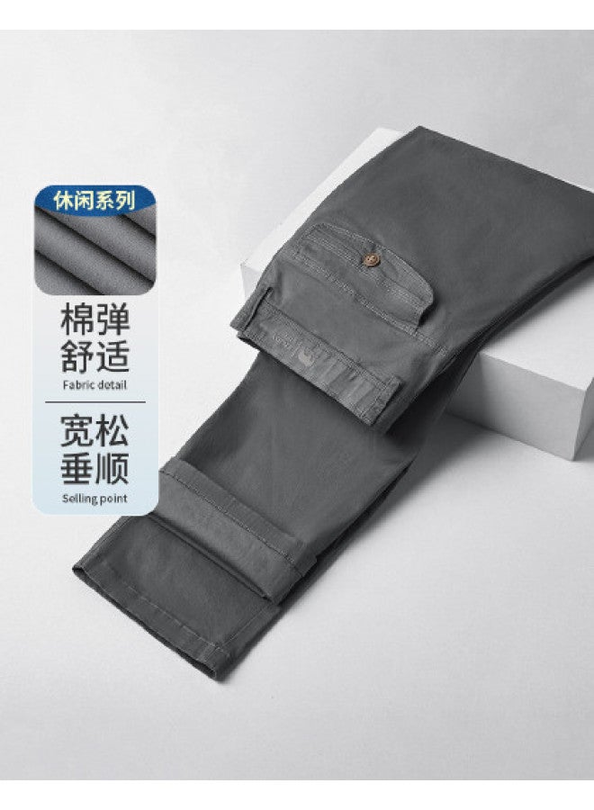 Fomoce Summer Casual Fashion Versatile Solid Color Thin Breathable Business Casual Pants Trousers - Image 1