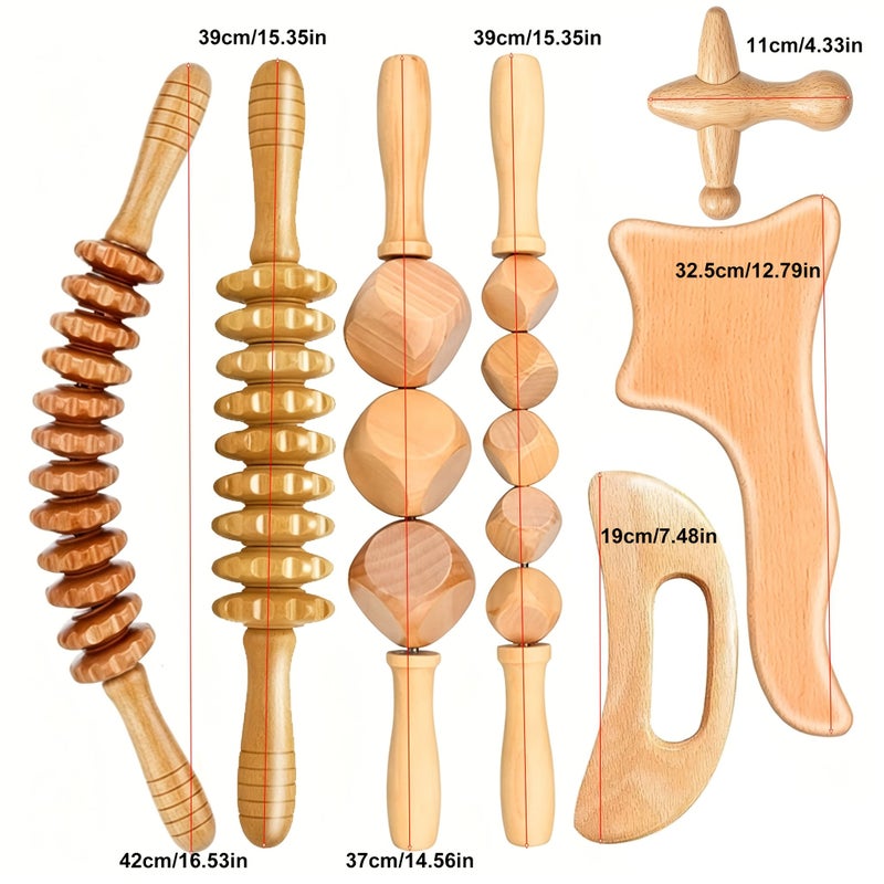 7pcs Wooden Massage Tool Set For Body Manual Massage Kit Home Use - Image 2