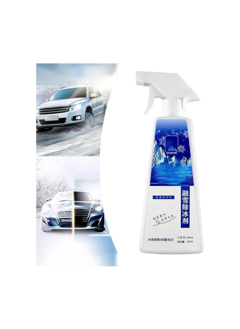 Fast-Acting Ice Melting Spray for Windshields,500ml Deicer Spray for Car Windshield, Windshield Defroster Spray, Auto Windshield Defroster Deicing Spray (1 Pc)