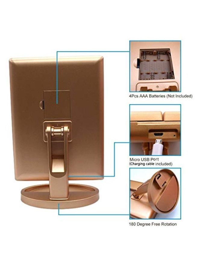DeWEISN - Tri-Fold Lighted Vanity Mirror With 21 Led Lights, Touch Screen And 3X/2X/1X Magnification, Two Power Supply Modes Make Up Mirror,Travel Mirror - Image 1