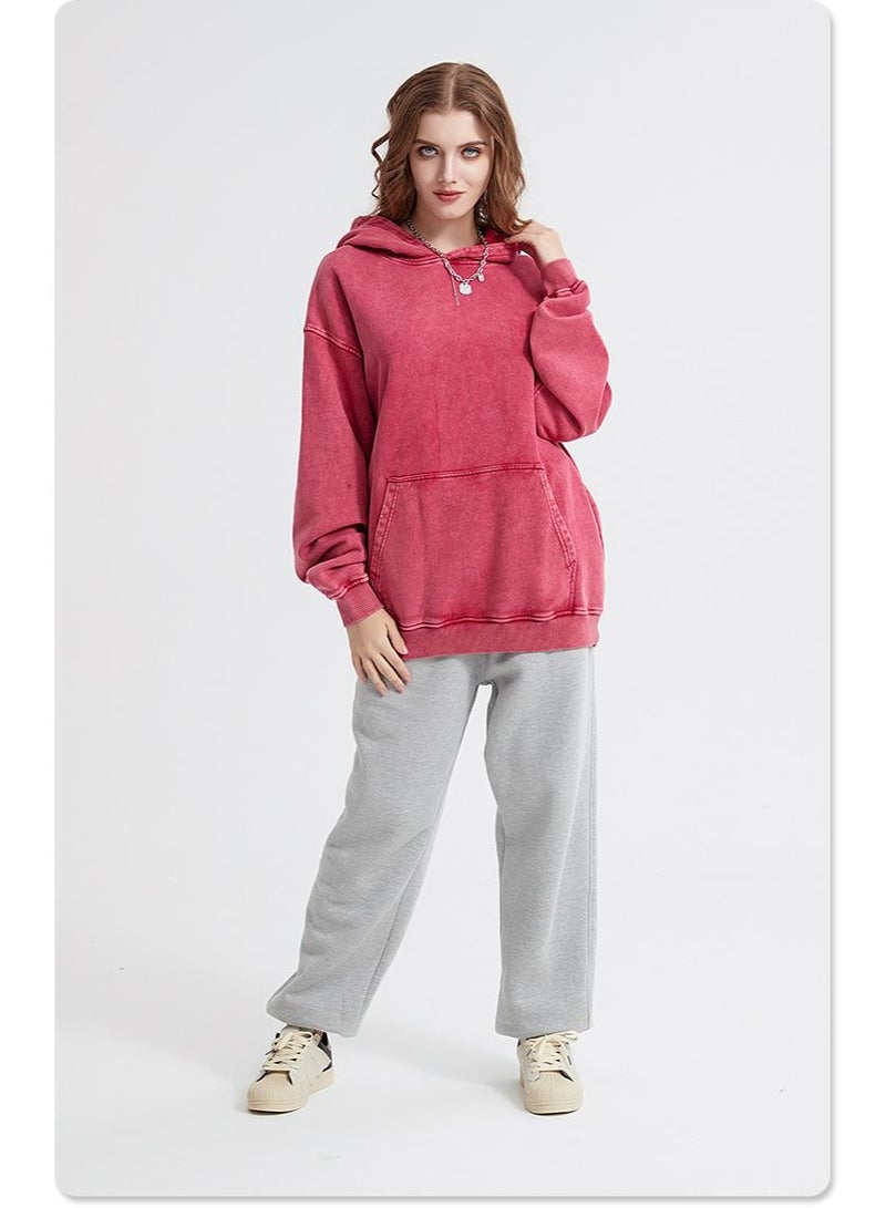 NIBEMINENT American Retro  Sweatshirt for Men and Women Spring and Autumn Washed Vintage  Loose Hooded Jacket - Image 3