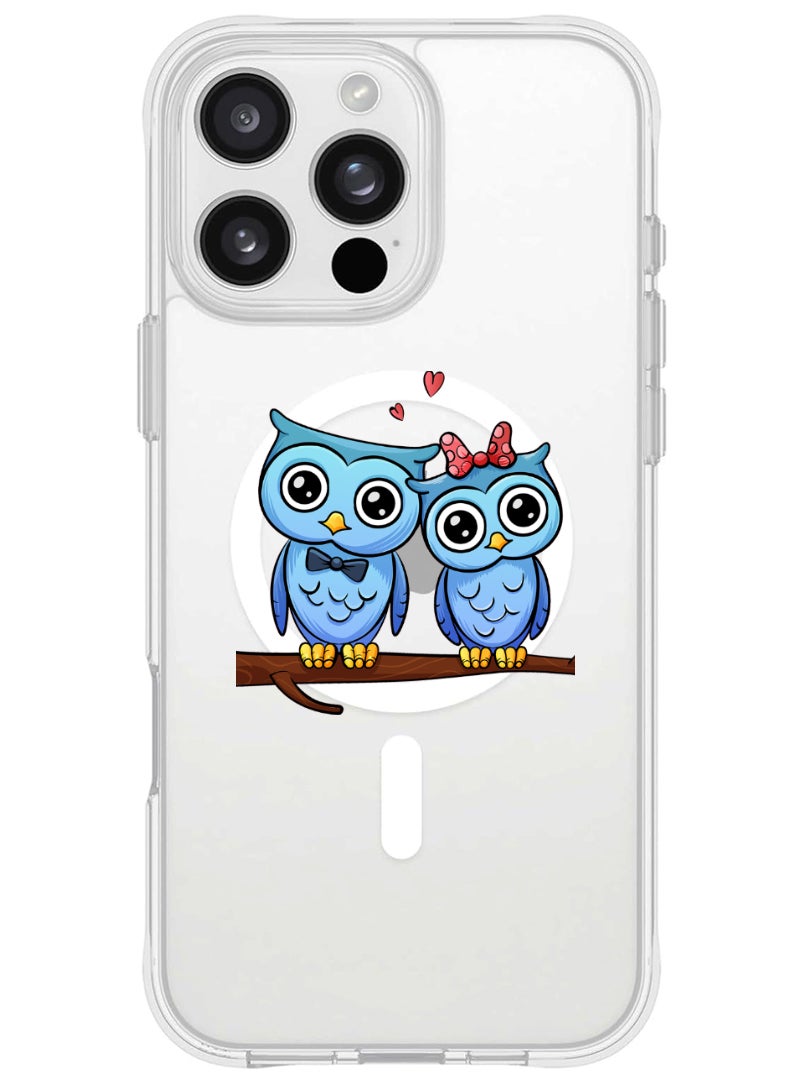 Theodor iPhone 16 Pro Max Magsafe Magnetic Case for iPhone Compatible with Wireless Charging, Shockproof Phone Bumper Cover - love birds - Image 1