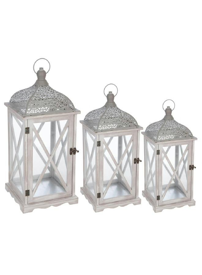 لوفت فانوس، حامل شموع، مجموعة من 3 قطع، زجاج، معدن-114814