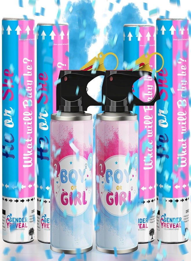 POPUPARTY 2 Pack Blue Gender Reveal Fire Extinguishers with 4 Pack Blue Confetti Cannons for Baby Boy Gender Reveal Party - Image 1