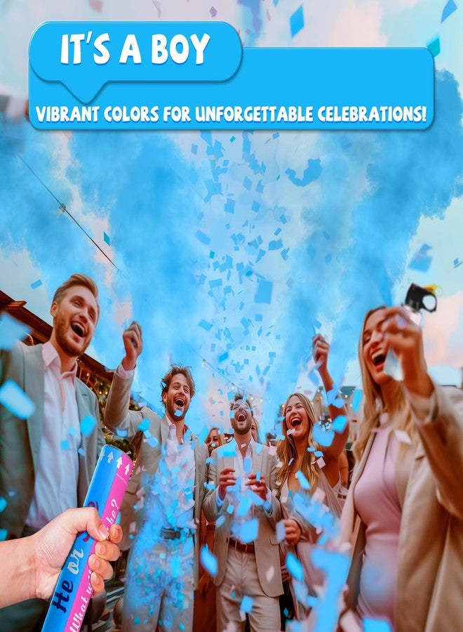 POPUPARTY 2 Pack Blue Gender Reveal Fire Extinguishers with 4 Pack Blue Confetti Cannons for Baby Boy Gender Reveal Party - Image 2