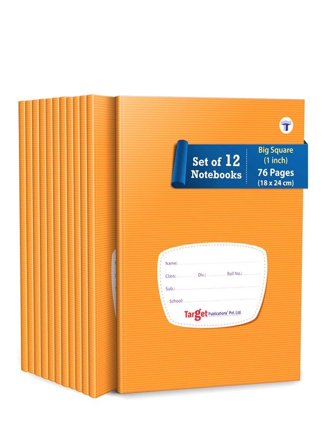 TARGET PUBLICATIONS Big Square Box Notebooks for Kids | 76 Ruled Pages | Soft Bound Cover | Maths Practice Books | 18 cm x 24 cm Approx | Set of 12 | GSM 57 - Image 1