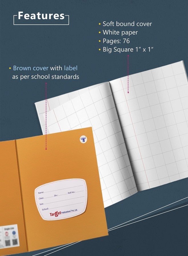 TARGET PUBLICATIONS Big Square Box Notebooks for Kids | 76 Ruled Pages | Soft Bound Cover | Maths Practice Books | 18 cm x 24 cm Approx | Set of 12 | GSM 57 - Image 2