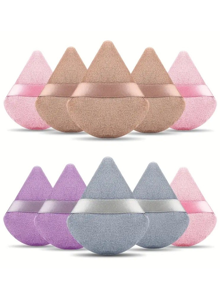 LANGMANNI 10-Pack Pure Cotton Triangle Makeup Sponges, Unscented Dual-Layer Beauty Blenders for Liquid Foundation, Loose Powder, and Eye Shadow - Suitable for Normal Skin Types - Image 1