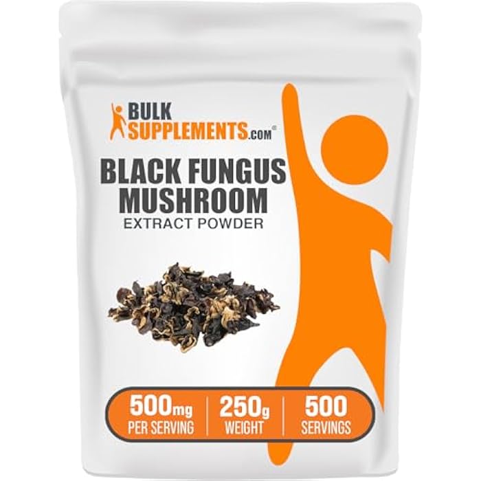 BulkSupplements.com Black Fungus Mushroom Extract Powder - Wood Ear Mushrooms Powder - Vegan & Gluten Free, 500mg per Serving, 250g (8.8 oz) (Pack of 1) - Image 1